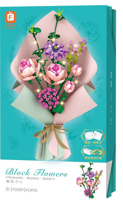 DIY Flower Building Block Rose sun flower Tulip Household Potted Plant Bouquet