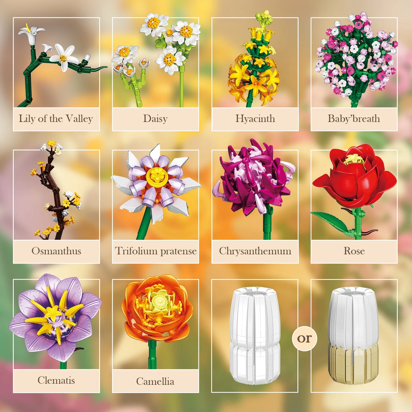Flower Bouquet Building Blocks Rose Daisy Hyacinth