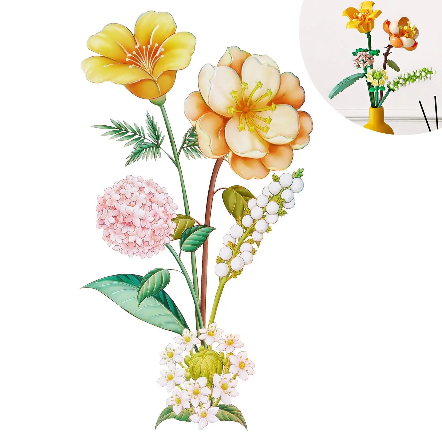 Mini Block Kids Building Toys Bricks Flowers