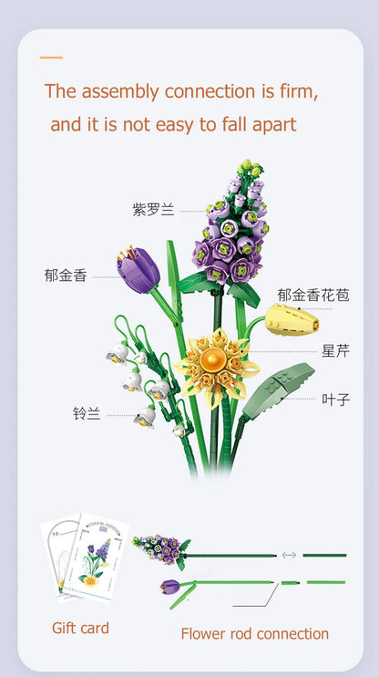 Flower Building Blocks DIY Plant Bonsai Decoration Rose