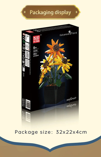 Potted Sunflowers Building Blocks Flower Plants Series Home Decor