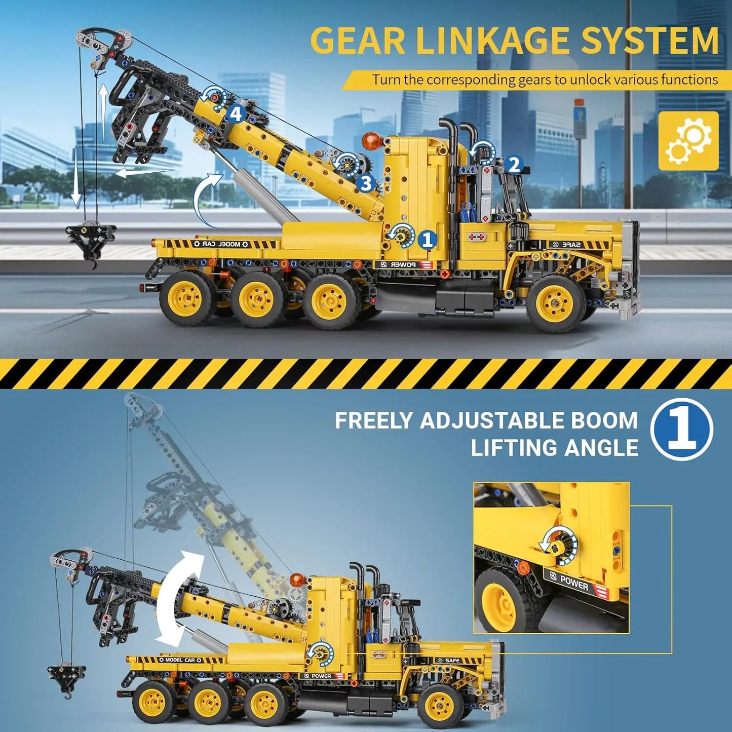 Tow Truck Building Blocks City Engeneering Trailer Crane Car