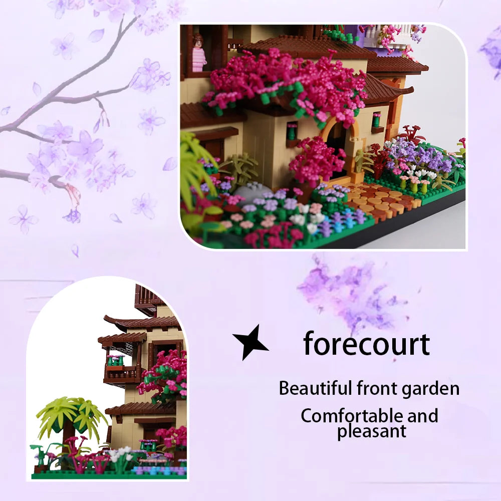 Architecture Cherry Blossom Villa Tree House Micro Blocks