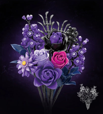 Purple Bouquet Model Bricks  Decoration