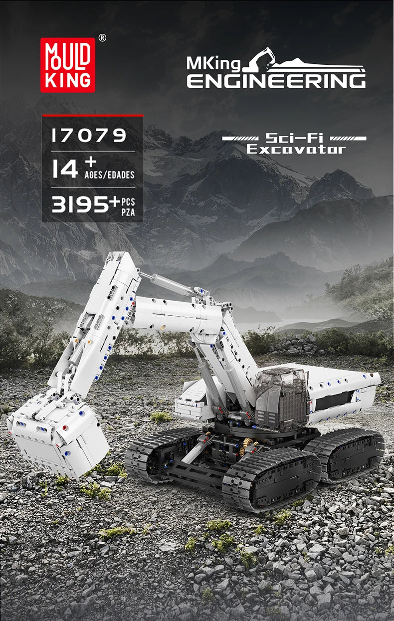 Mould King 17079 Technical Car Toys The RC Sci-Fi Excavator Building Block Enginerring Truck Brick Set Kids Christmas Gift