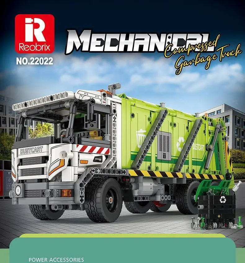 Compression Garbage Truck Electric RC Building Block Assembly Model