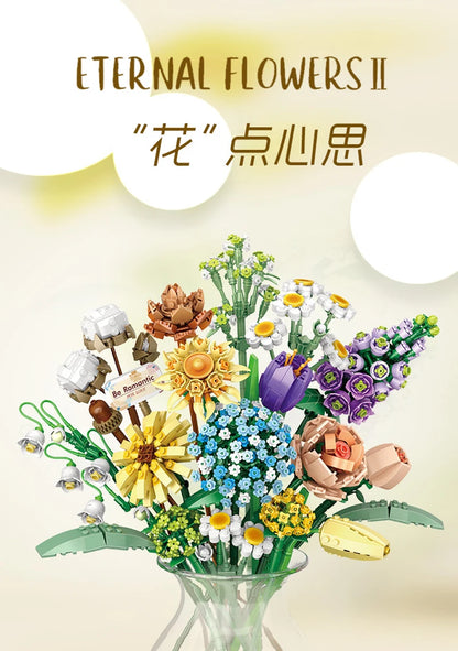 Flower Building Blocks DIY Plant Bonsai Decoration Rose