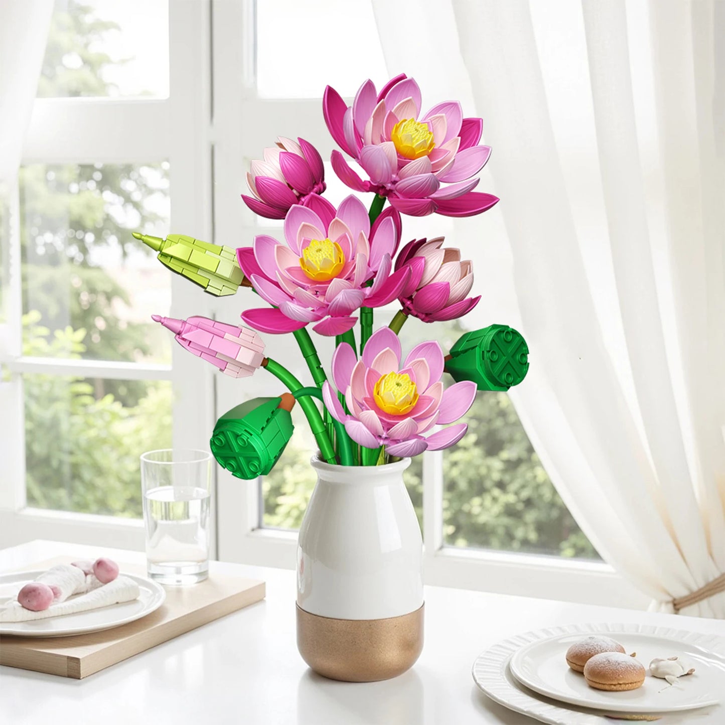 Lotus Flower with Vase Building Blocks