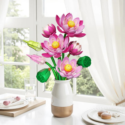 Lotus Flower with Vase Building Blocks