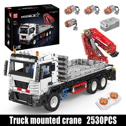 Truck with Crane Building Block Assembly Car Brick