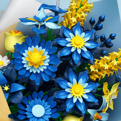 Romantic Ice Blue Daisy Bouquet Building Blocks Eternal Flower Plant