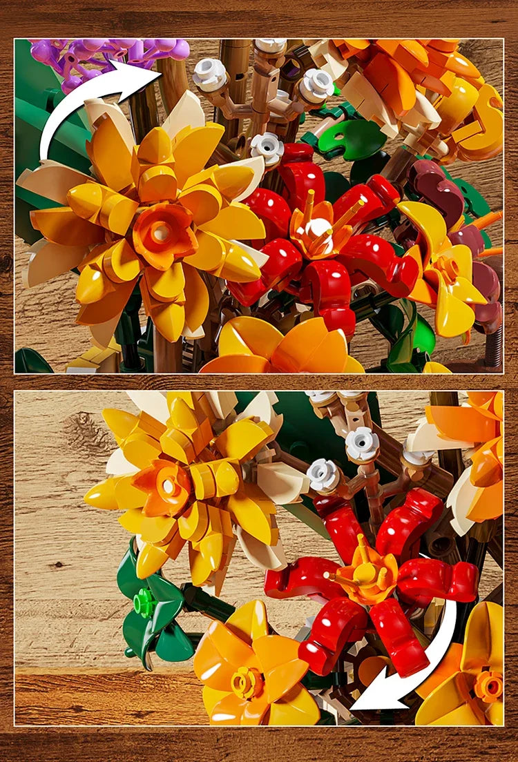 Spring Bouquet Building Blocks Daisy Bouquet Flower Model Bricks