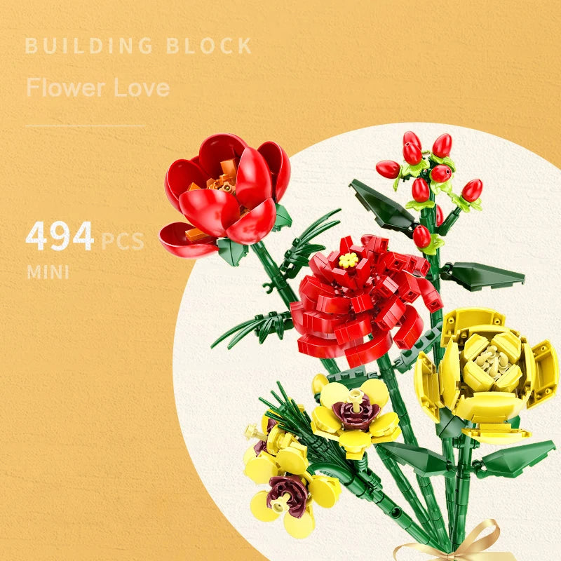 KNEW BUILT Flower Bouquet 3D Model Toy Mini Build Blocks