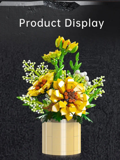 Sunflower Building Blocks Potted Plants Simulation Flower Bouquet