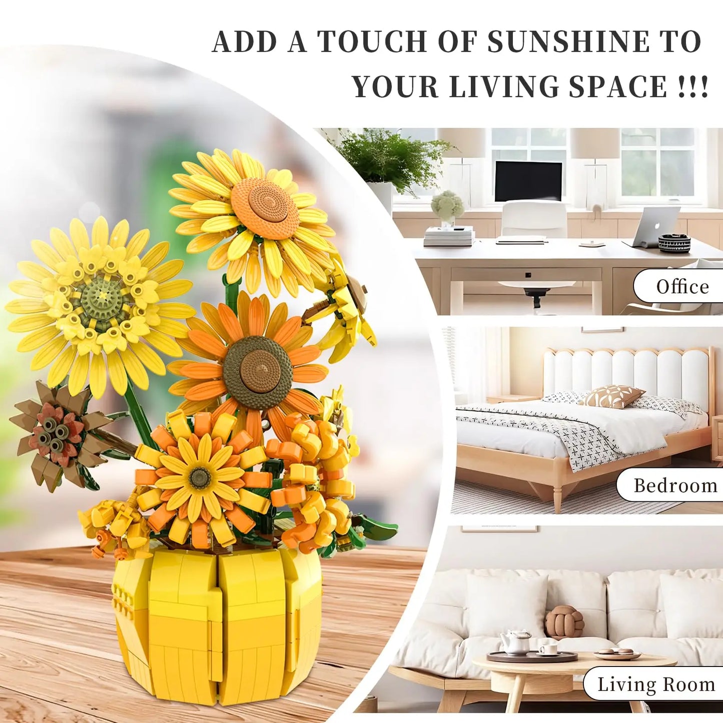 Sunflower Building Blocks Flower Bouquet Vase