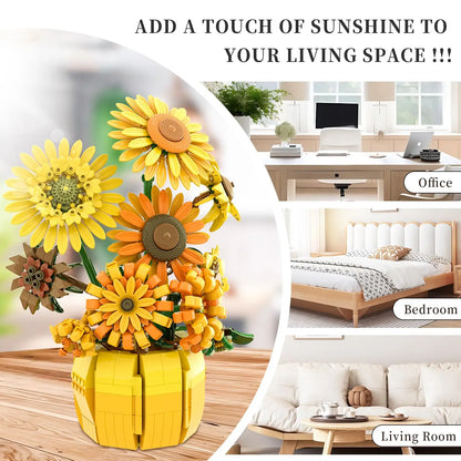 Sunflower Building Blocks Flower Bouquet Vase