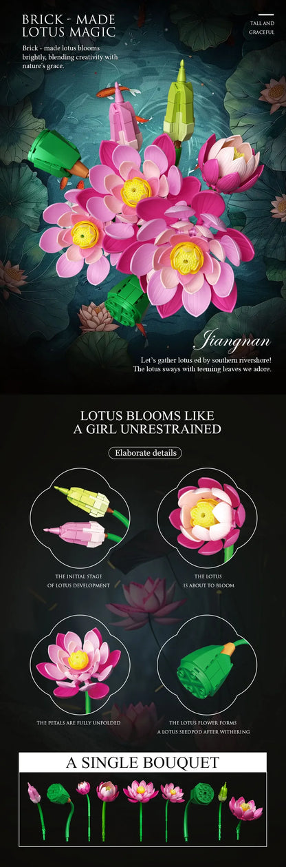 Lotus Flower with Vase Building Blocks