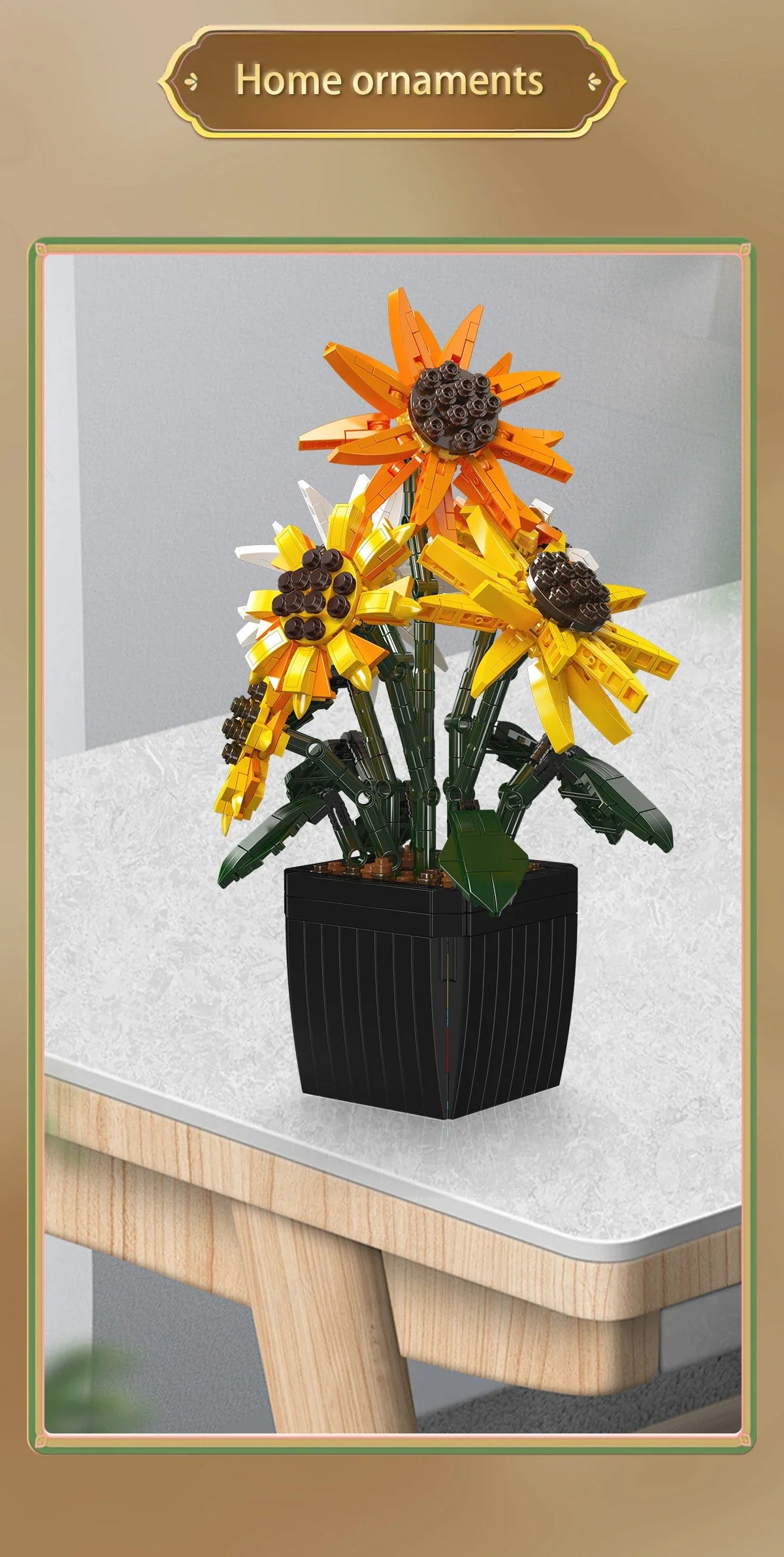 Potted Sunflowers Building Blocks Flower Plants Series Home Decor