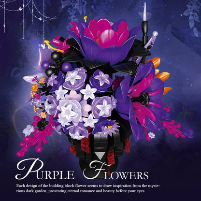 Romantic Flower Bouquet Building Blocks Preserved Flowers Vase Model