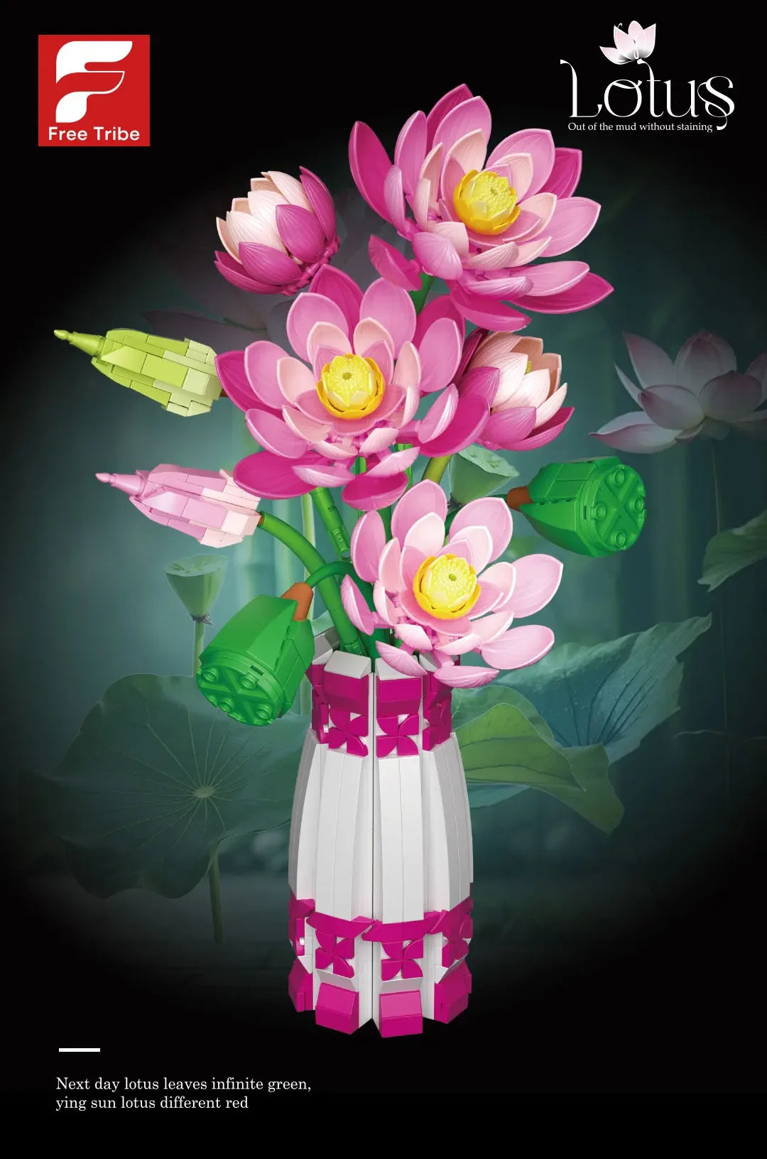 Lotus Flower with Vase Building Blocks