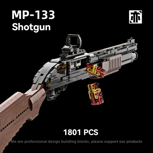 1801PCS Creative MP133 Shotgun Building Blocks MOC Technical Can Shoot Projectile Shells Assemble Bricks Model Toy Gift For Kid
