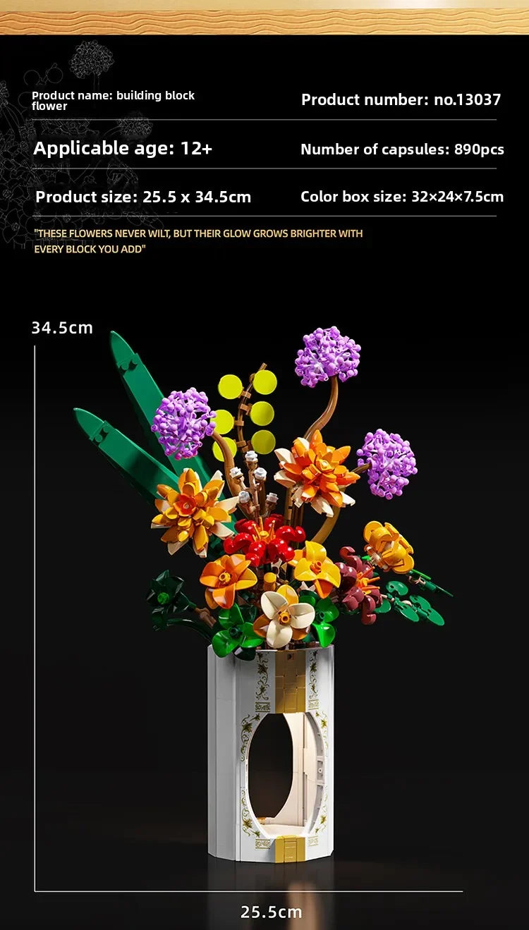 Spring Bouquet Building Blocks Daisy Bouquet Flower Model Bricks