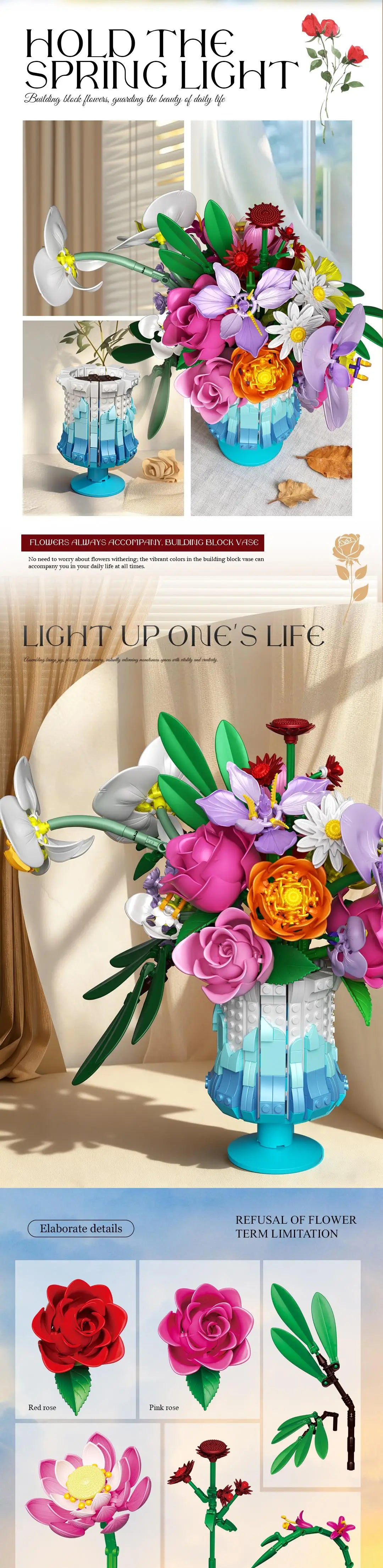 Preserved Flowers Building Blocks Rose