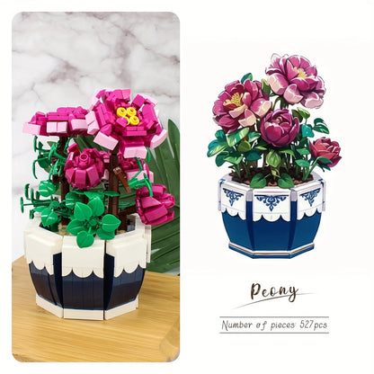 Flower Bouquet Exquisite Peony Building Blocks