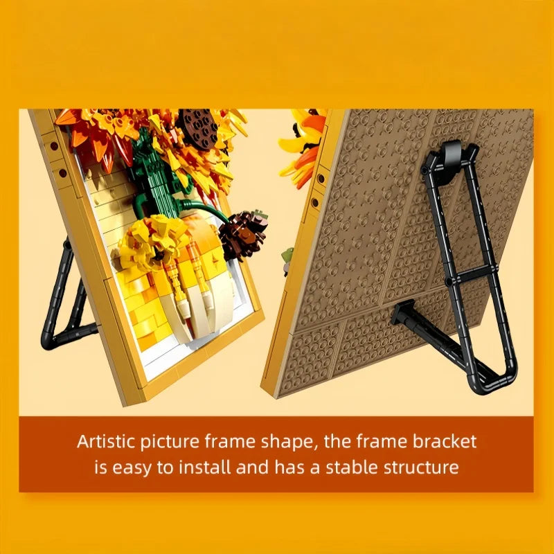 KNEW BUILT 3D Sunflower Photo Frame Building Block l