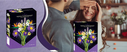 Romantic Violet Flower Bouquet Building Blocks