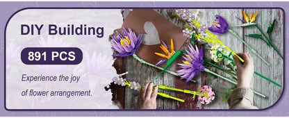 Romantic Violet Flower Bouquet Building Blocks