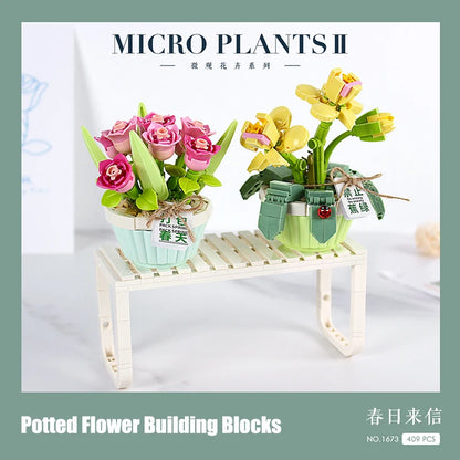 Flower Building Blocks DIY Plant Bonsai Decoration Rose