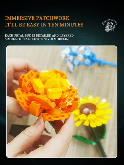 Sunflower Building Blocks Flower Bouquet Vase