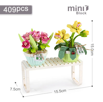 Flower Building Blocks DIY Plant Bonsai Decoration Rose