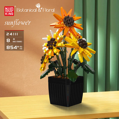Potted Sunflowers Building Blocks Flower Plants Series Home Decor