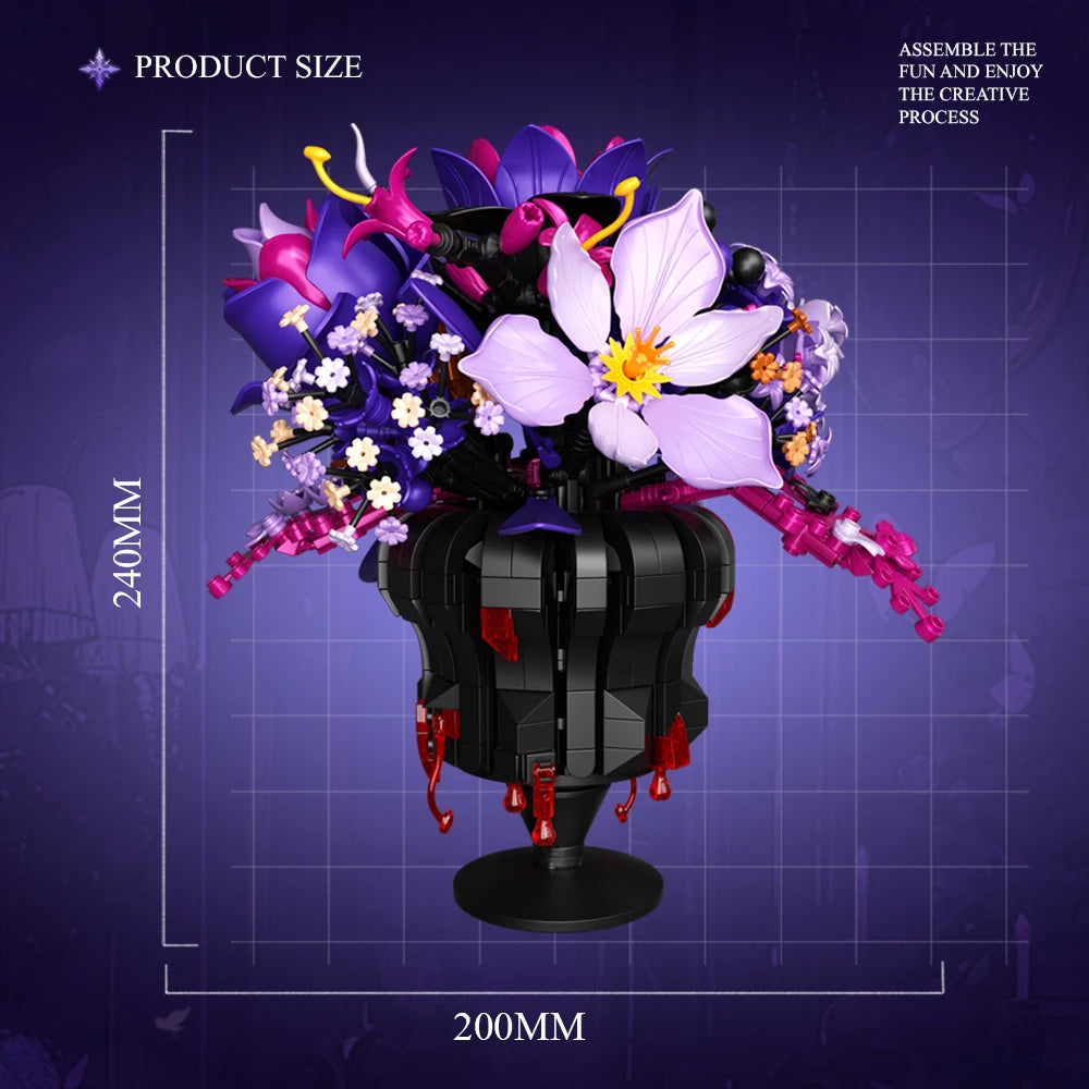 Romantic Flower Bouquet Building Blocks Preserved Flowers Vase Model