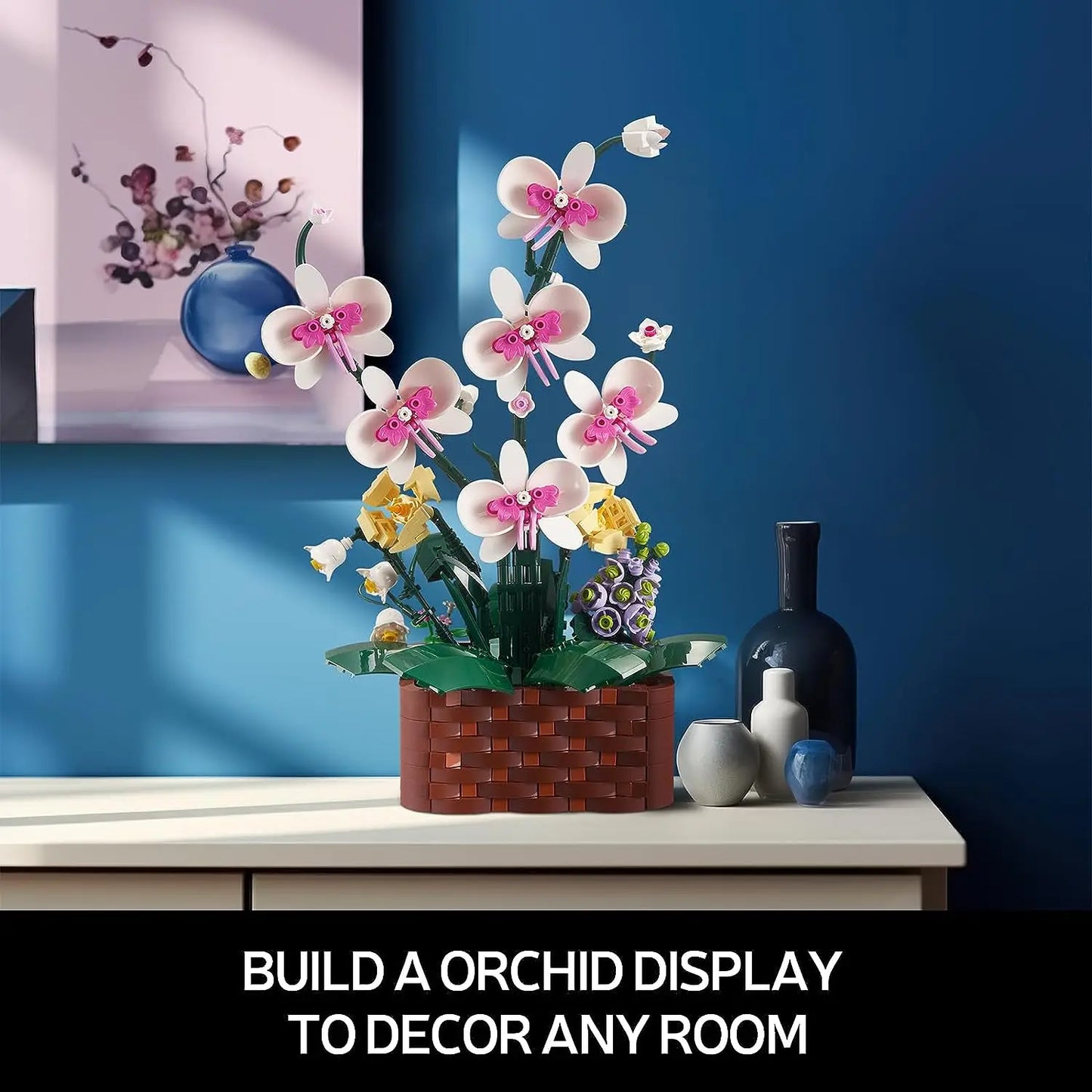 Moc Orchids Potted Building Blocks Succulents Potted Model