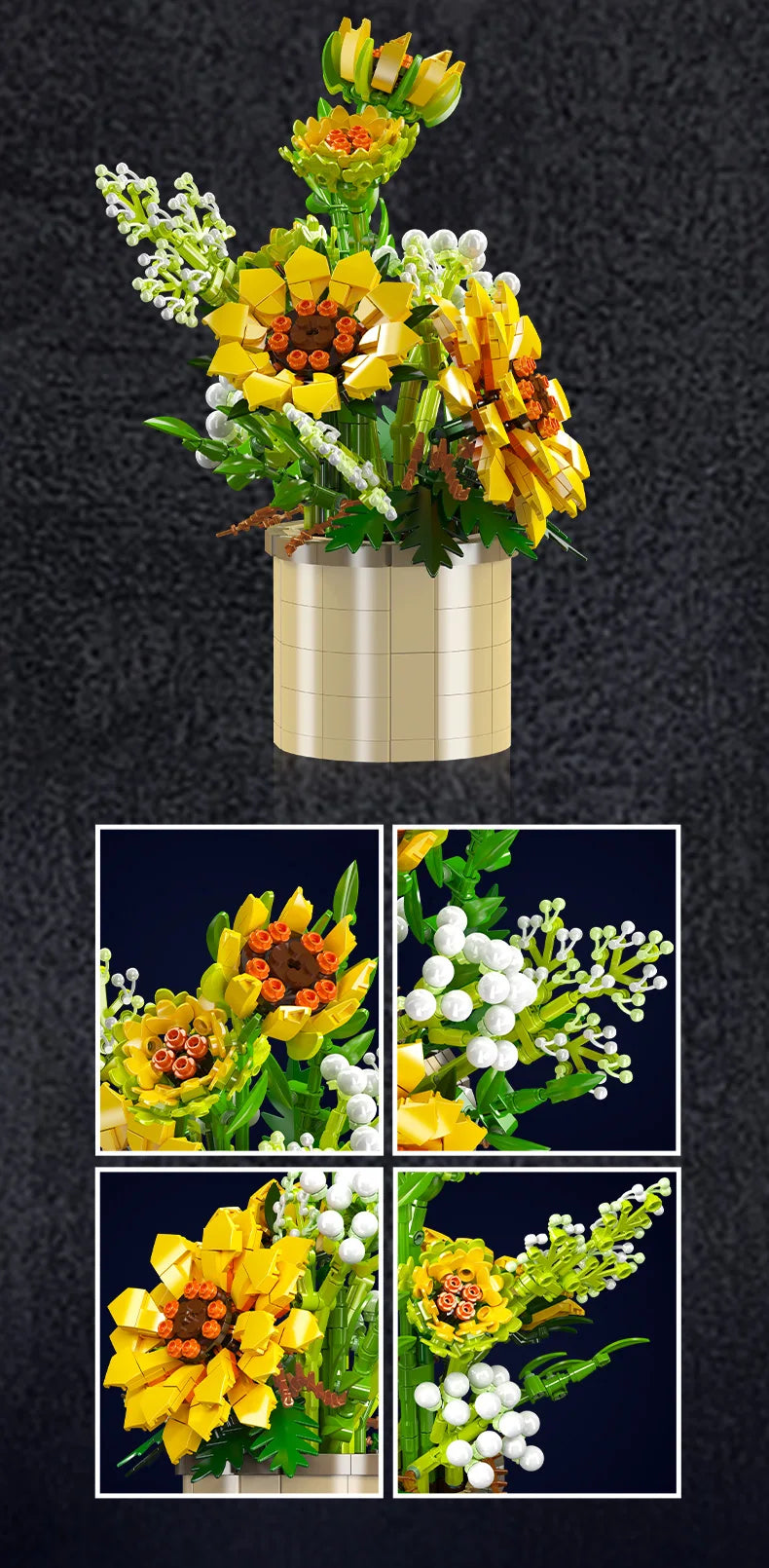 Sunflower Building Blocks Potted Plants Simulation Flower Bouquet