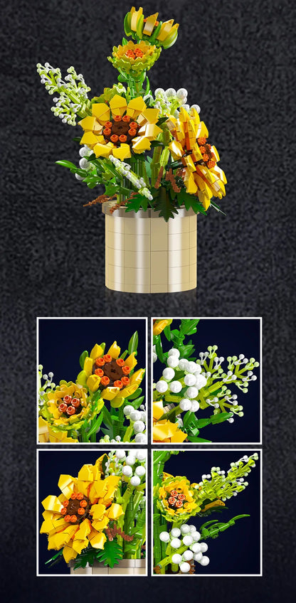 Sunflower Building Blocks Potted Plants Simulation Flower Bouquet