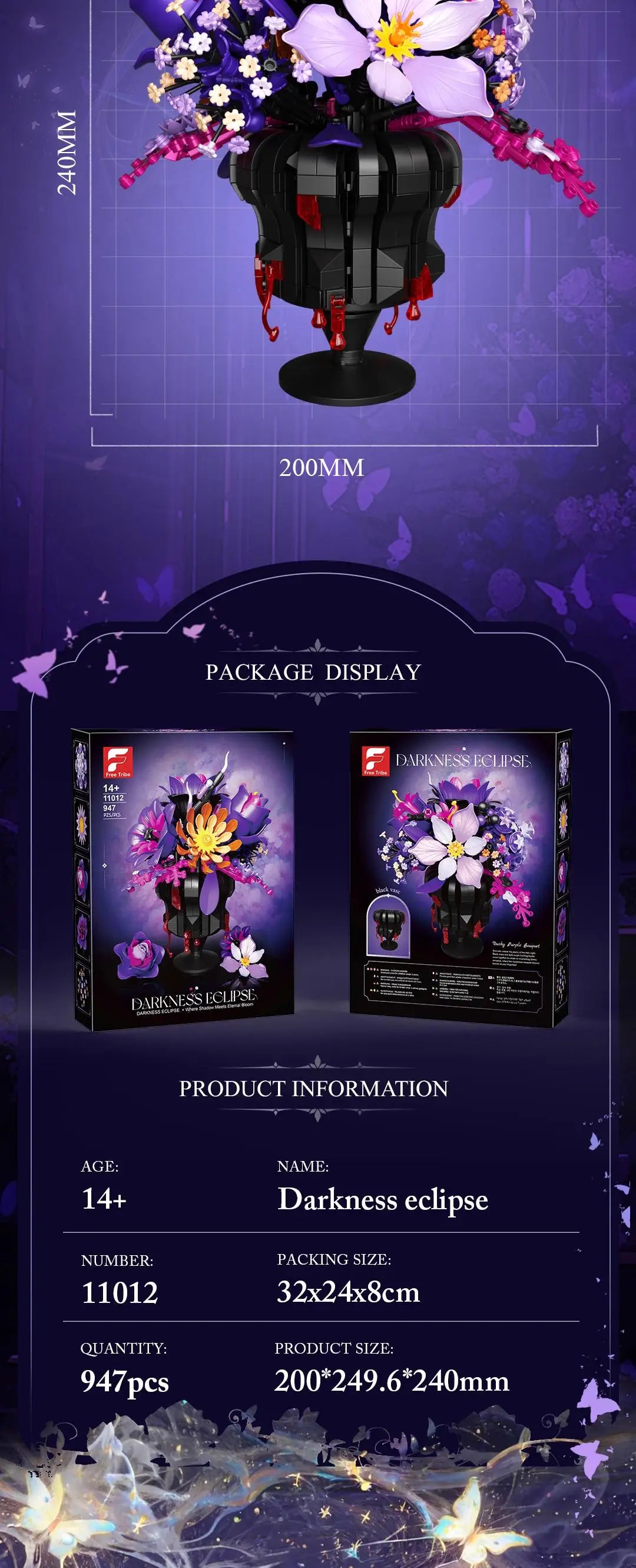 Romantic Flower Bouquet Building Blocks Preserved Flowers Vase Model