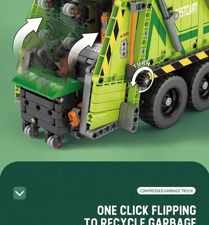 Compression Garbage Truck Electric RC Building Block Assembly Model