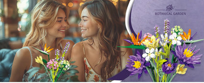 Romantic Violet Flower Bouquet Building Blocks