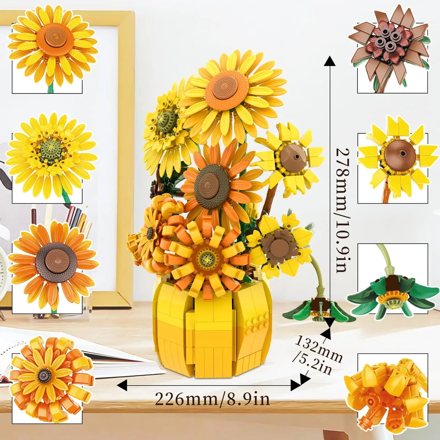 Sunflower Building Blocks Flower Bouquet Vase