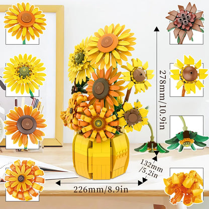 Sunflower Building Blocks Flower Bouquet Vase