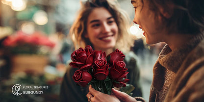Burgundy Red Roses Building Set Block Bouquet Flowers