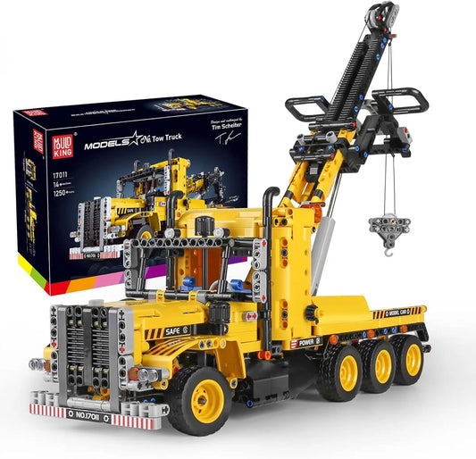Tow Truck Building Blocks City Engeneering Trailer Crane Car