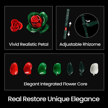 Yellow Flower Bouquet Building Set Block Roses Artificial Flowers Brick