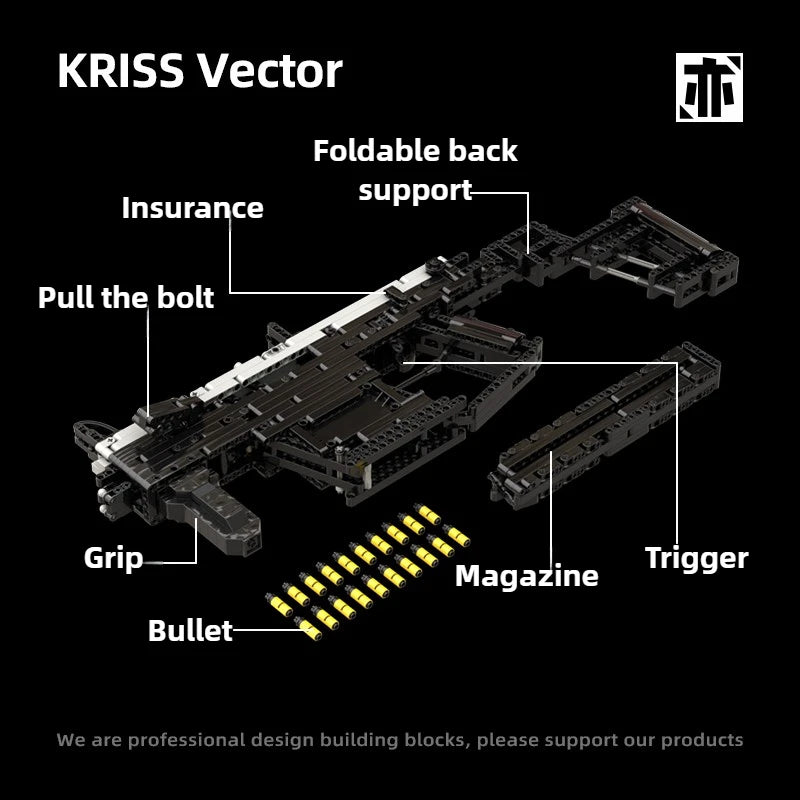 2 Types Creative KRISS Vector Gun Building Block