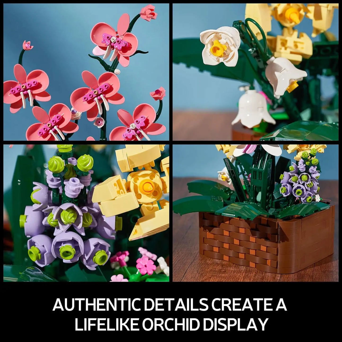 Moc Orchids Potted Building Blocks Succulents Potted Model