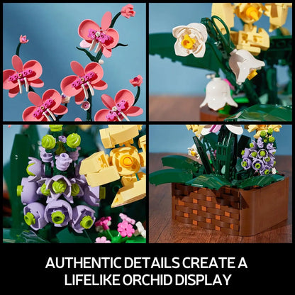 Moc Orchids Potted Building Blocks Succulents Potted Model